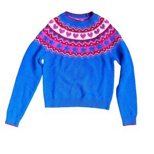 Mini BODEN Fair Isle Sweater in Fluro Blue Marl Girl's Size 11-12Y